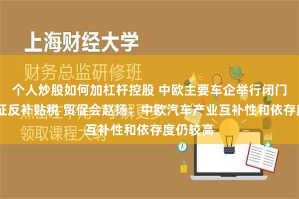 个人炒股如何加杠杆控股 中欧主要车企举行闭门会 反对征反补贴税 贸促会赵扬：中欧汽车产业互补性和依存度仍较高