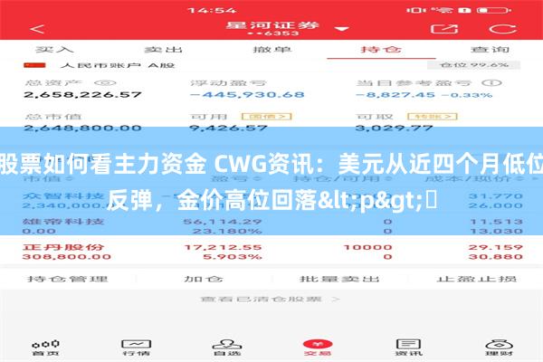 股票如何看主力资金 CWG资讯：美元从近四个月低位反弹，金价高位回落<p>​