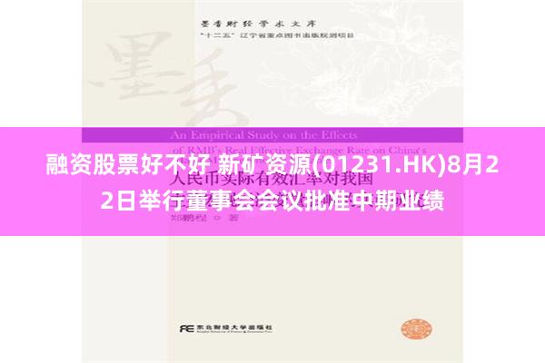 融资股票好不好 新矿资源(01231.HK)8月22日举行董事会会议批准中期业绩