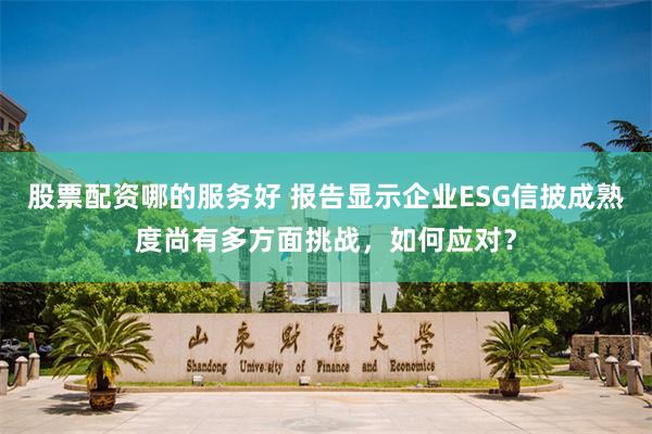 股票配资哪的服务好 报告显示企业ESG信披成熟度尚有多方面挑战，如何应对？